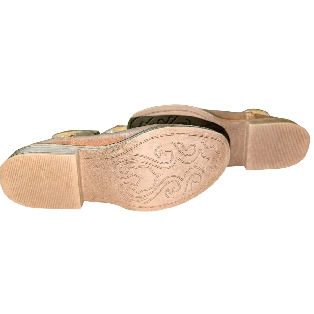 Madden Girl Kids Brown Zip-Up Butterfly Glitter Western‎ Cowboy Boots Size 5
